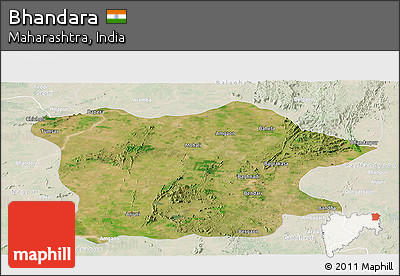 Satellite Panoramic Map of Bhandara, lighten