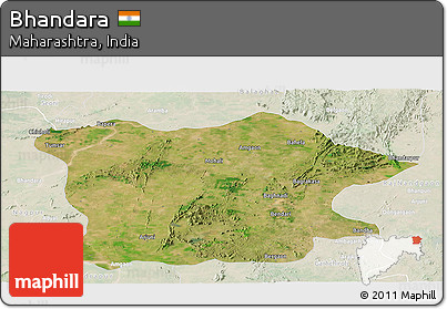 Satellite Panoramic Map of Bhandara, lighten