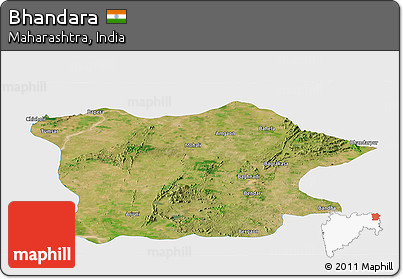 Satellite Panoramic Map of Bhandara, single color outside