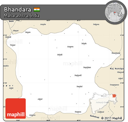 Classic Style Simple Map of Bhandara