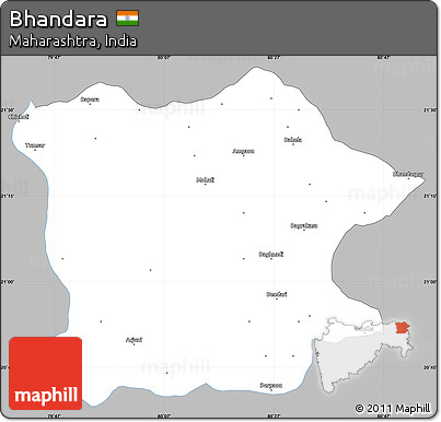 Gray Simple Map of Bhandara, single color outside