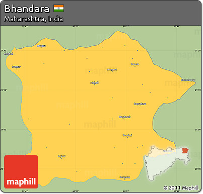 Savanna Style Simple Map of Bhandara, single color outside