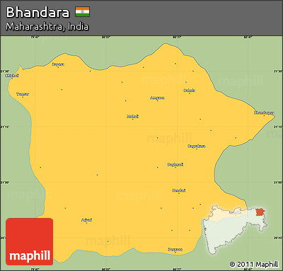 Savanna Style Simple Map of Bhandara, single color outside