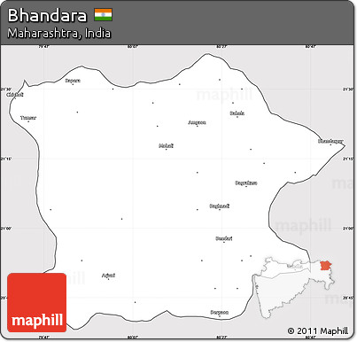 Silver Style Simple Map of Bhandara, cropped outside