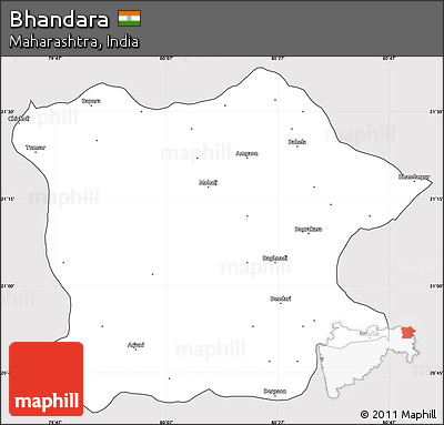 Silver Style Simple Map of Bhandara, cropped outside
