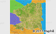Satellite 3D Map of Chandrapur, political outside