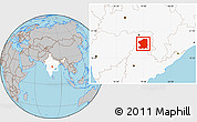 Gray Location Map of Chandrapur, highlighted country