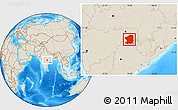 Shaded Relief Location Map of Chandrapur