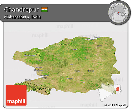 Satellite Panoramic Map of Chandrapur, cropped outside