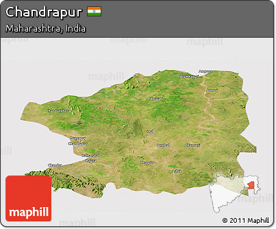 Satellite Panoramic Map of Chandrapur, cropped outside