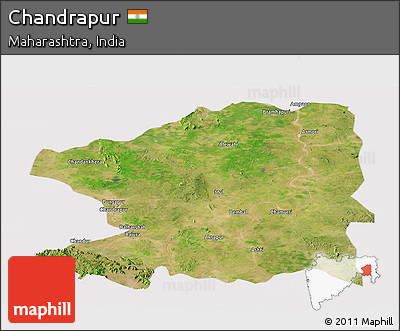 Satellite Panoramic Map of Chandrapur, cropped outside