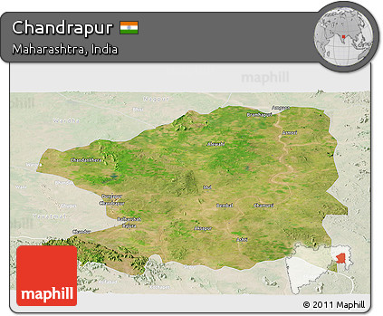 Satellite Panoramic Map of Chandrapur, lighten