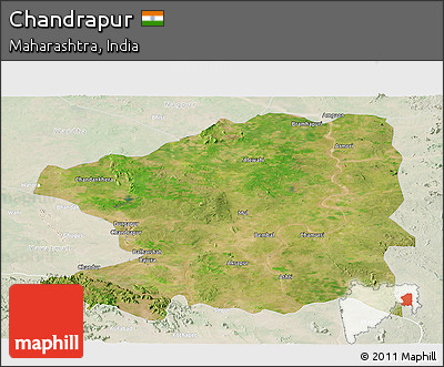 Satellite Panoramic Map of Chandrapur, lighten