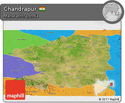 Satellite Panoramic Map of Chandrapur, political outside