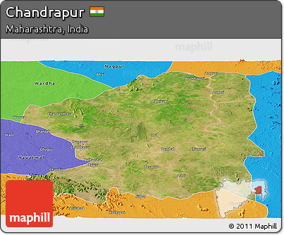 Satellite Panoramic Map of Chandrapur, political outside