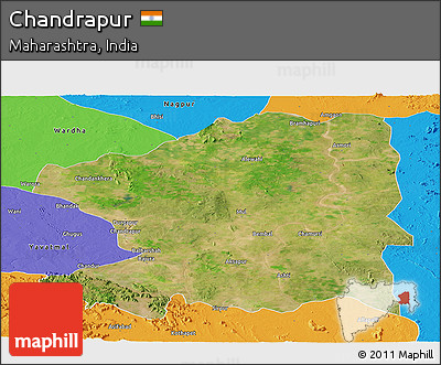 Satellite Panoramic Map of Chandrapur, political outside