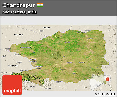 Satellite Panoramic Map of Chandrapur, shaded relief outside