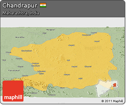 Savanna Style Panoramic Map of Chandrapur