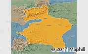 Political 3D Map of Dhule, semi-desaturated