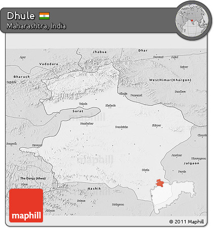 Silver Style 3D Map of Dhule