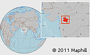 Gray Location Map of Dhule, hill shading