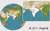 Satellite Location Map of Dhule, highlighted country, within the entire country