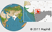 Satellite Location Map of Dhule, highlighted country, highlighted parent region