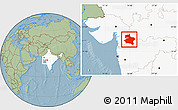 Savanna Style Location Map of Dhule, highlighted country, hill shading