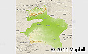 Physical Map of Dhule, shaded relief outside