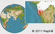 Satellite Location Map of Kolhapur, highlighted parent region