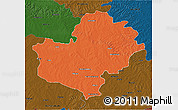 Political 3D Map of Latur, darken