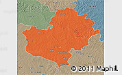 Political 3D Map of Latur, semi-desaturated