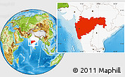 Physical Location Map of Maharashtra, highlighted country