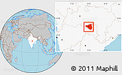 Gray Location Map of Nagpur, highlighted country