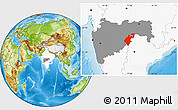 Physical Location Map of Nanded, highlighted country, highlighted parent region