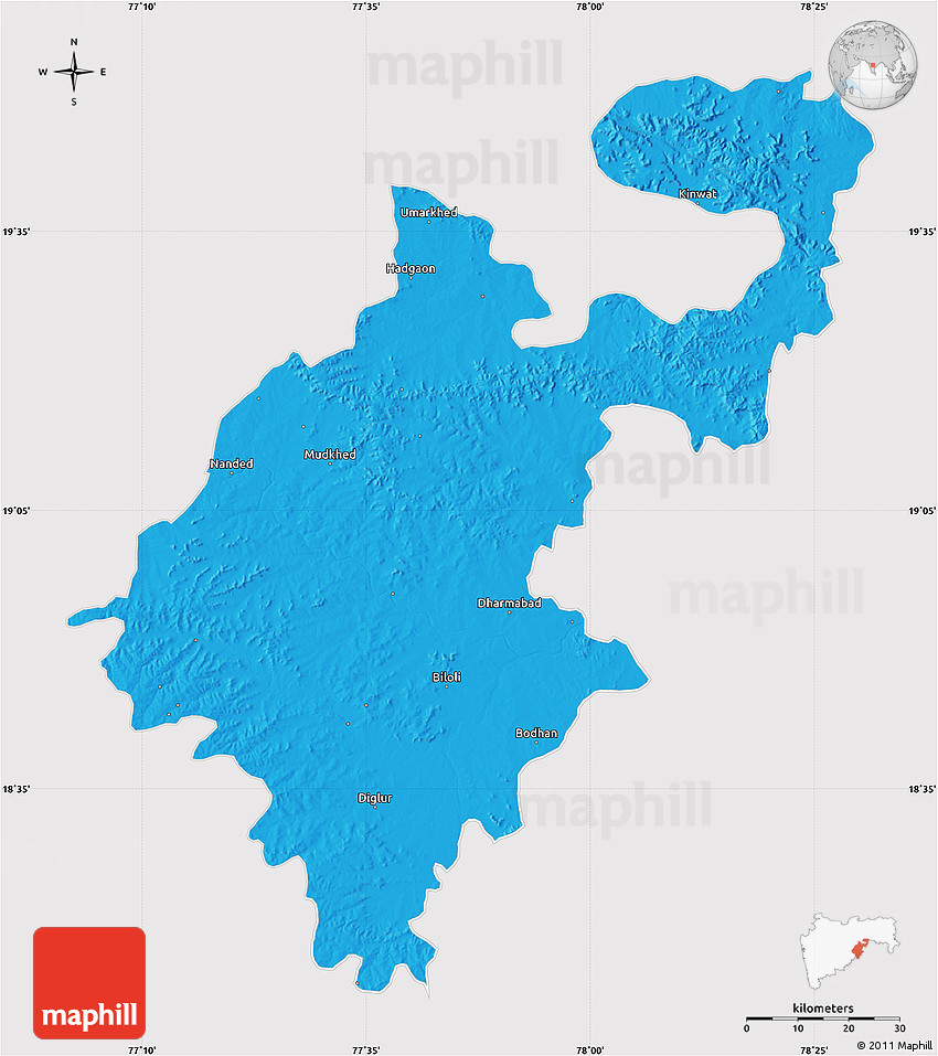 Nanded In Maharashtra Map Political Map Of Nanded, Cropped Outside