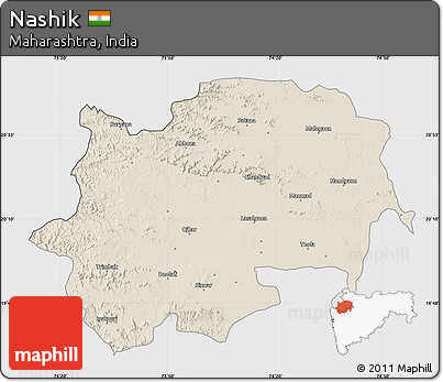 Shaded Relief Map of Nashik, cropped outside