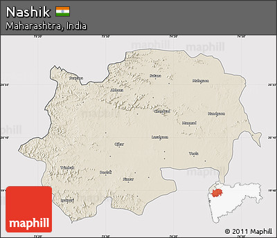 Shaded Relief Map of Nashik, cropped outside
