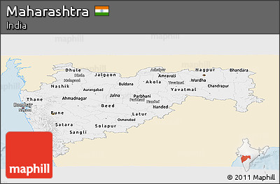 Classic Style Panoramic Map of Maharashtra, single color outside