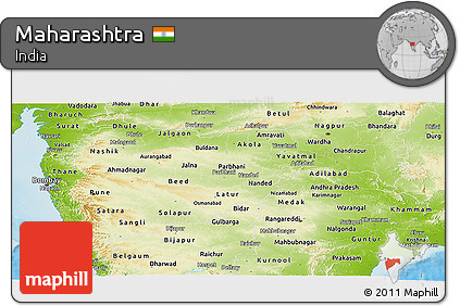 Physical Panoramic Map of Maharashtra