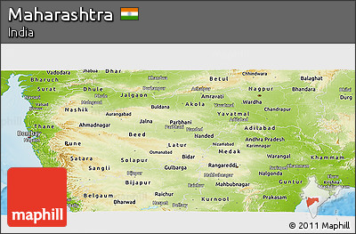 Physical Panoramic Map of Maharashtra