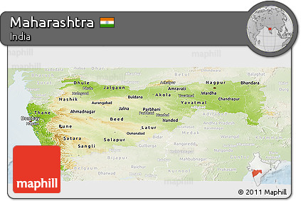 Physical Panoramic Map of Maharashtra, lighten