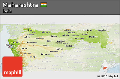Physical Panoramic Map of Maharashtra, lighten