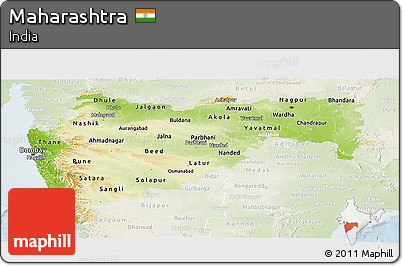 Physical Panoramic Map of Maharashtra, lighten
