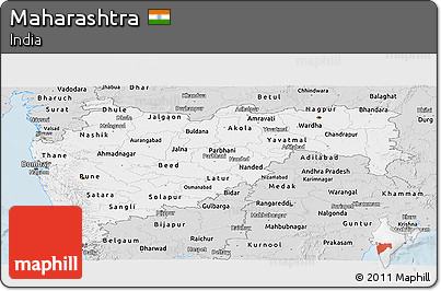 Silver Style Panoramic Map of Maharashtra