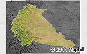 Satellite 3D Map of Pune, darken, desaturated