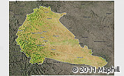 Satellite 3D Map of Pune, darken, semi-desaturated