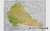 Satellite 3D Map of Pune, lighten, desaturated