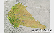 Satellite 3D Map of Pune, lighten, semi-desaturated