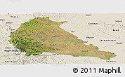 Satellite Panoramic Map of Pune, shaded relief outside